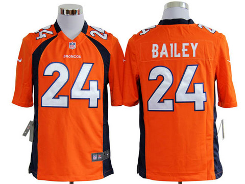 NFL Denver Broncos 24 Bailey Authentic Orange Nike Game Jerseys